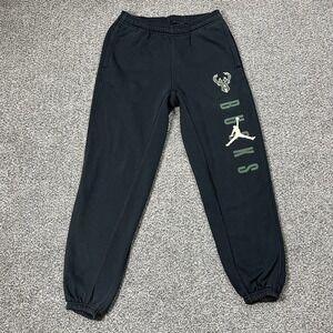Milwaukee Bucks Jordan Sweatpants Mens S Black‎ Fleece Joggers Nike Basketball